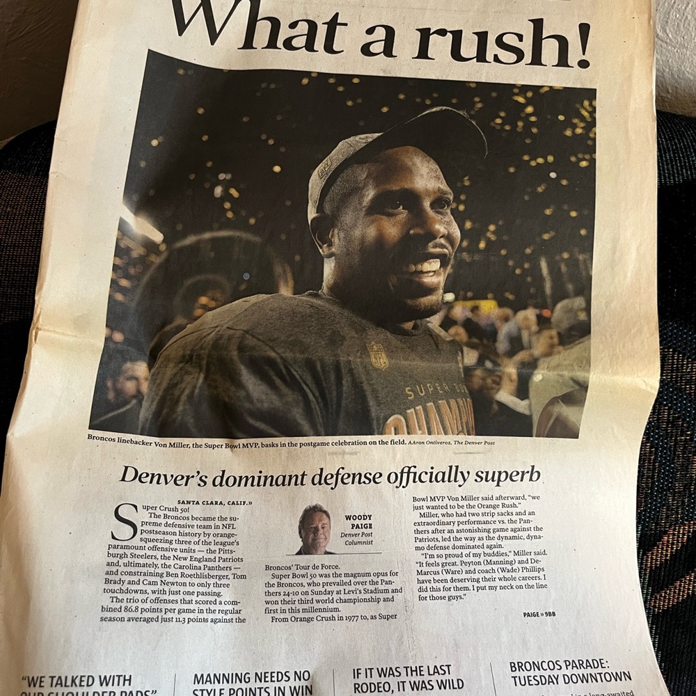 Old Newspaper Denver Post Broncos Super Bowl collectors item